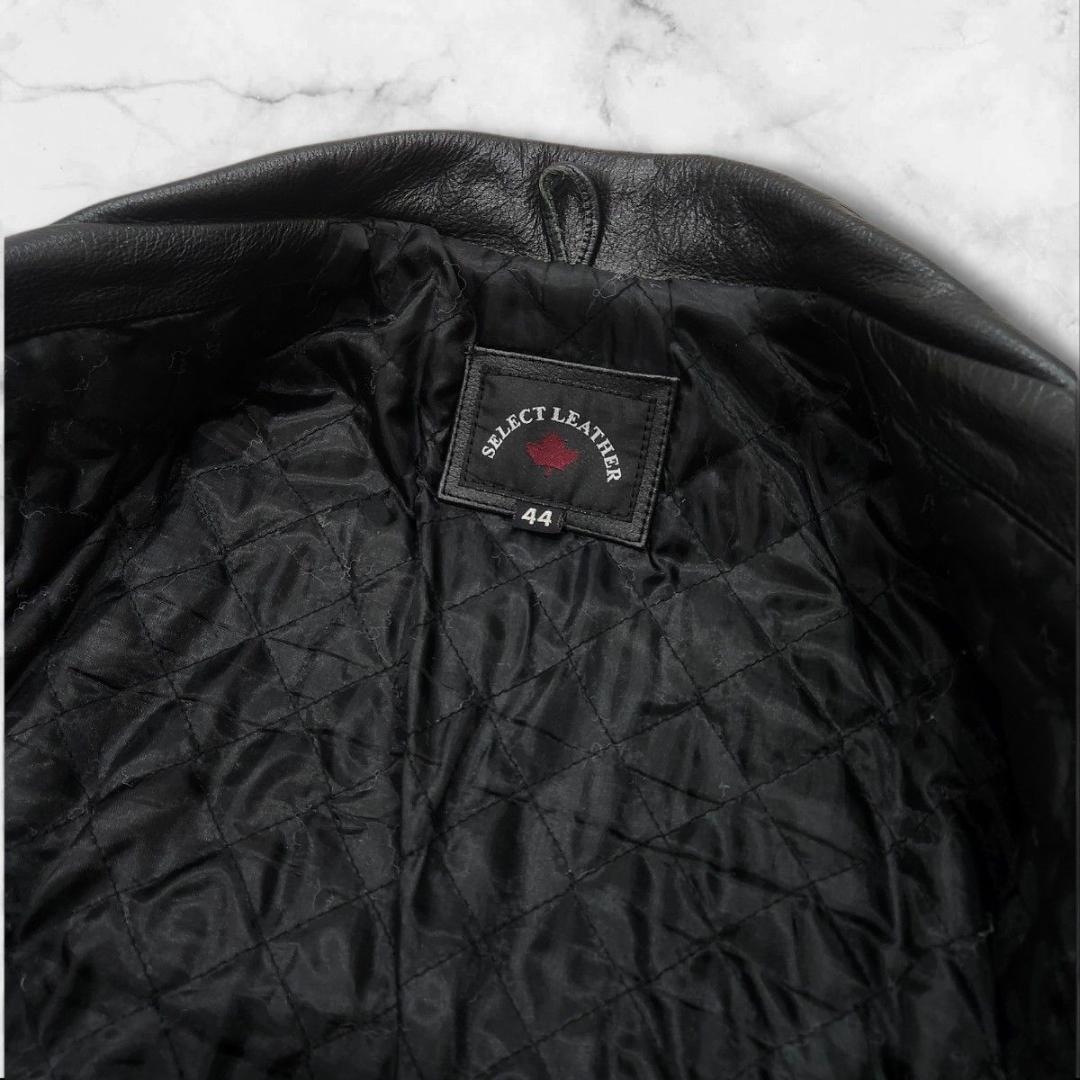 本革 ダブルライダースジャケット カウレザー 短丈 大きいサイズ 44 ブラック