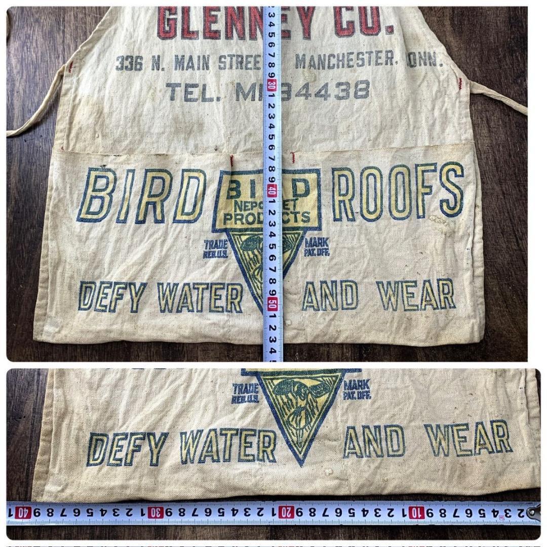 ヴィンテージ ワークエプロン USA バードルーフ 綿キャンバス レトロ