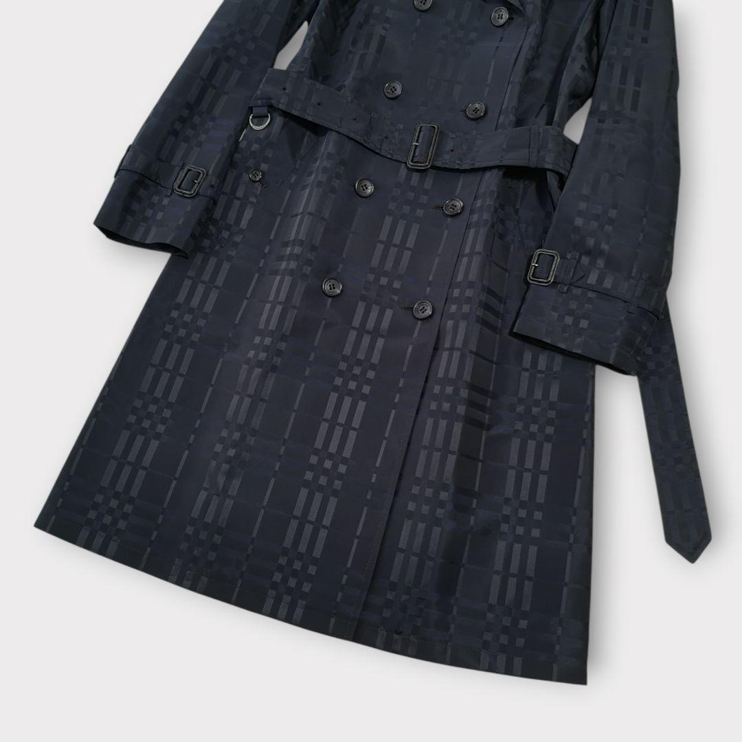 美品 BURBERRY LONDON シルク混 シャドーチェック トレンチコート
