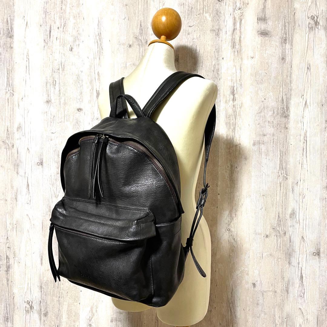 ■美品■ゲンテン　レザーリュック　ゴートヌメ　グレージュブラック