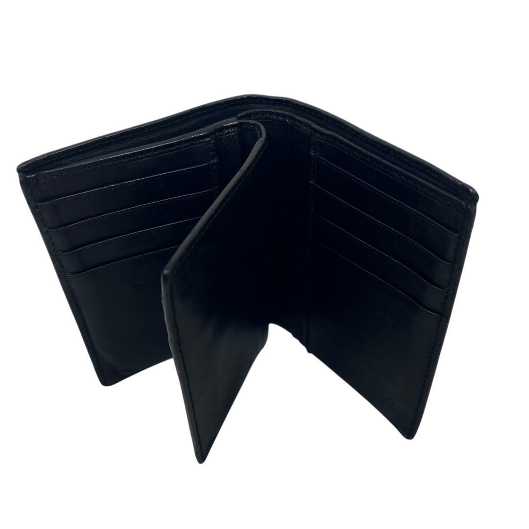 グッチ　収納多数！　折り財布　カード入れ　シマレザー　GG総柄　レザー　ブラック