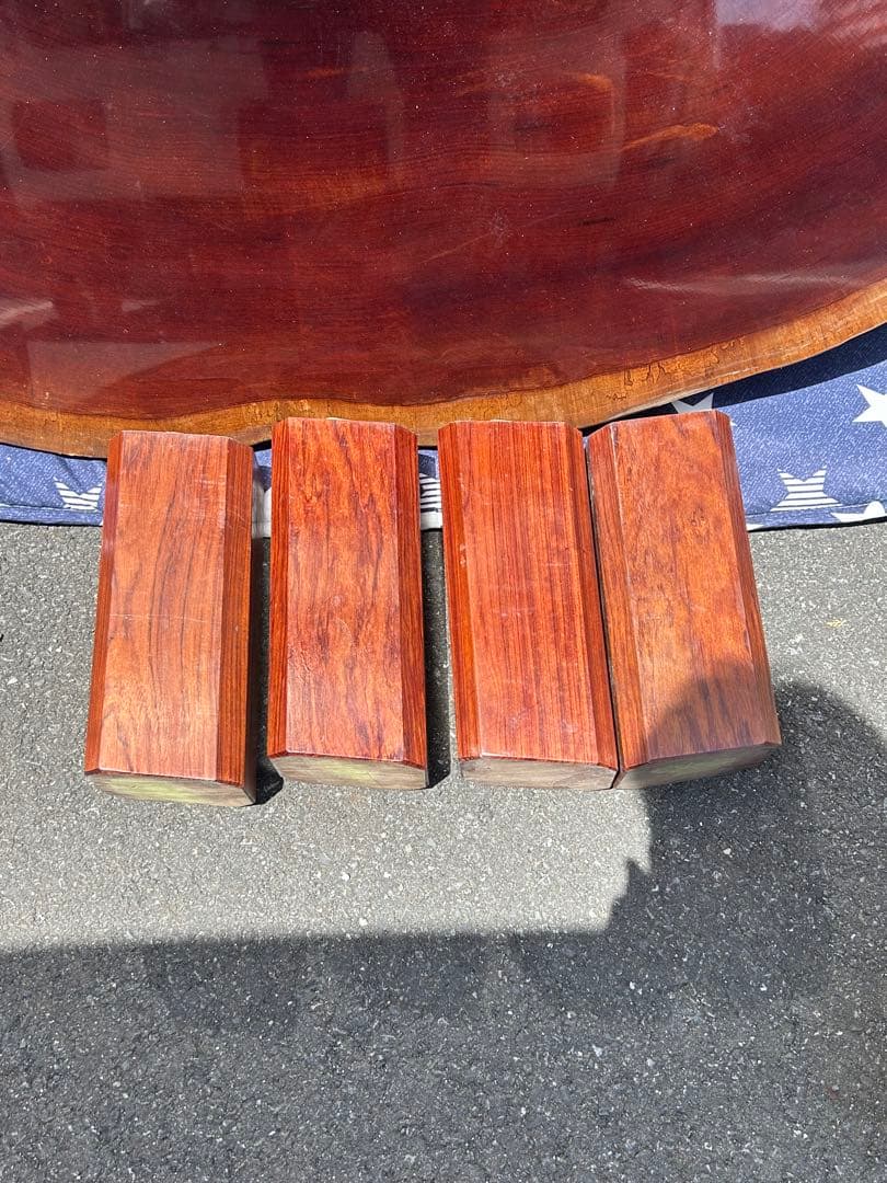 一枚板座卓　紫檀　丸テーブル　ダイニングテーブル