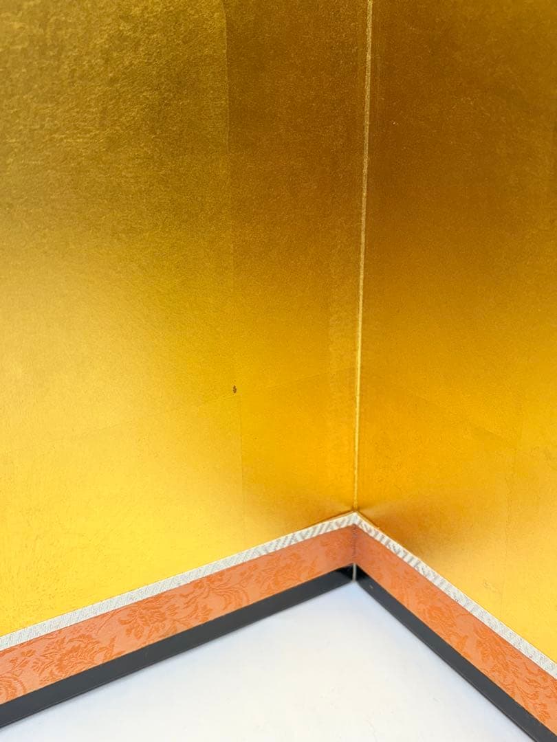 六曲一双屏風 18号 箔押二重縁付き　金沢箔仕様　雛人形 屏風 節句　和風