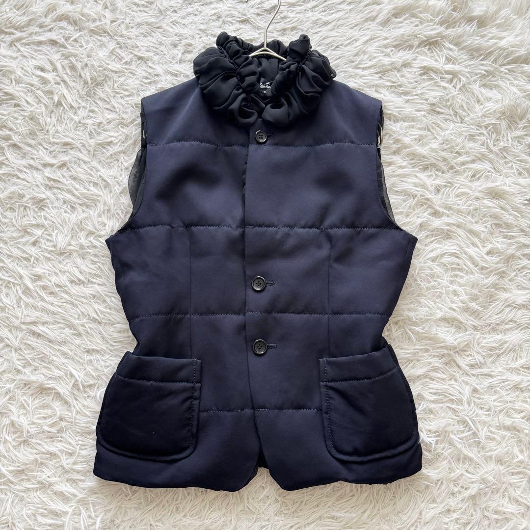 【トリココムデギャルソン】AD2010　キルティングベスト　M　フリル　シフォン