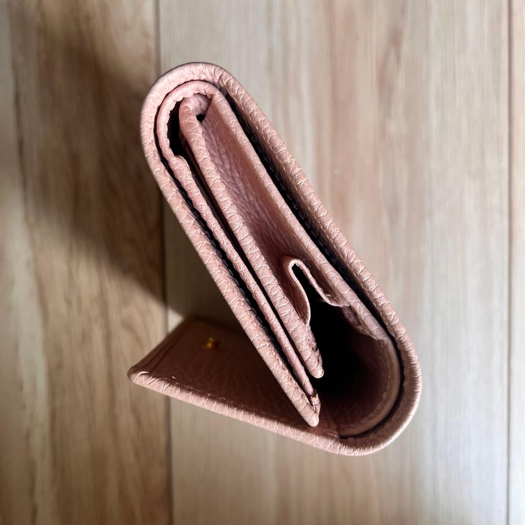 美品！GUCCI グッチGGマーモント 三つ折り財布　ピンクベージュ
