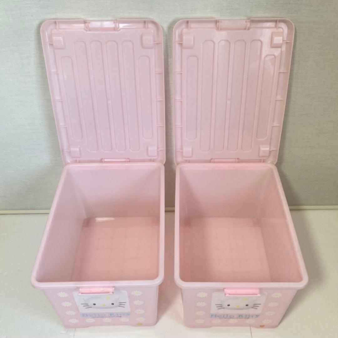 ハローキティ 収納ケース 2点 衣装 蓋付き キャスター ピンク ポップ レトロ