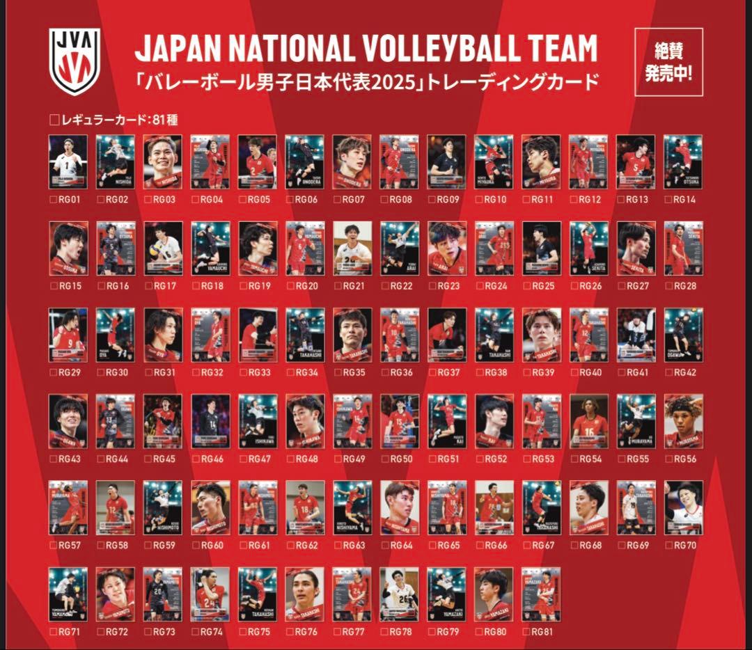 バレーボール日本男子代表2025 トレーディングカードレギュラーカード全種セット