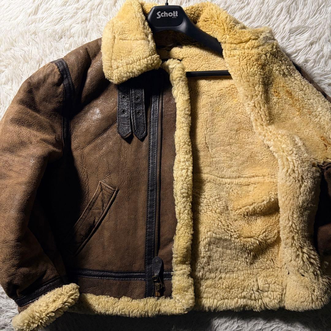 【米国製】schott フライトジャケット　B-3 羊革　ムートン　ボア　44