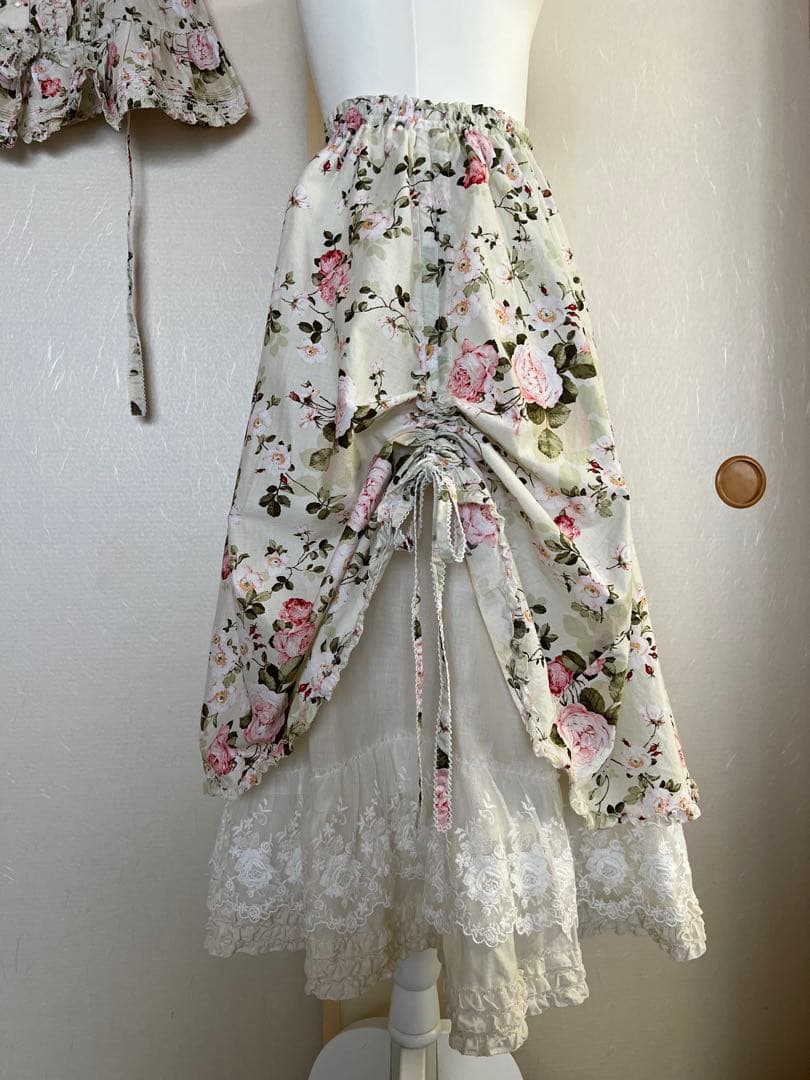 ピンクハウス　キャミソール　スカート　セットアップ　バラ　グリーン