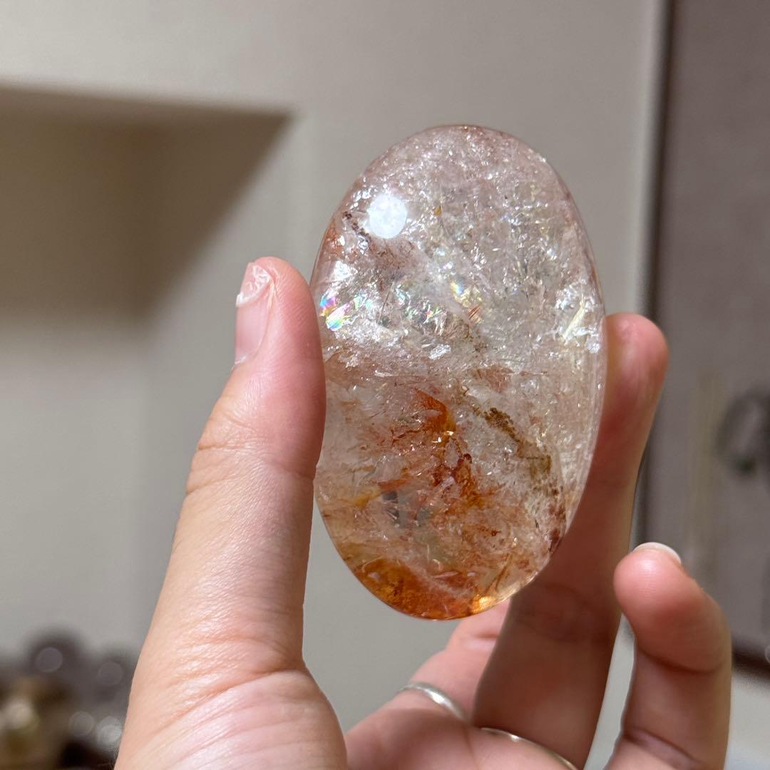 ファイヤクォーツ　握り石　125g NO.395