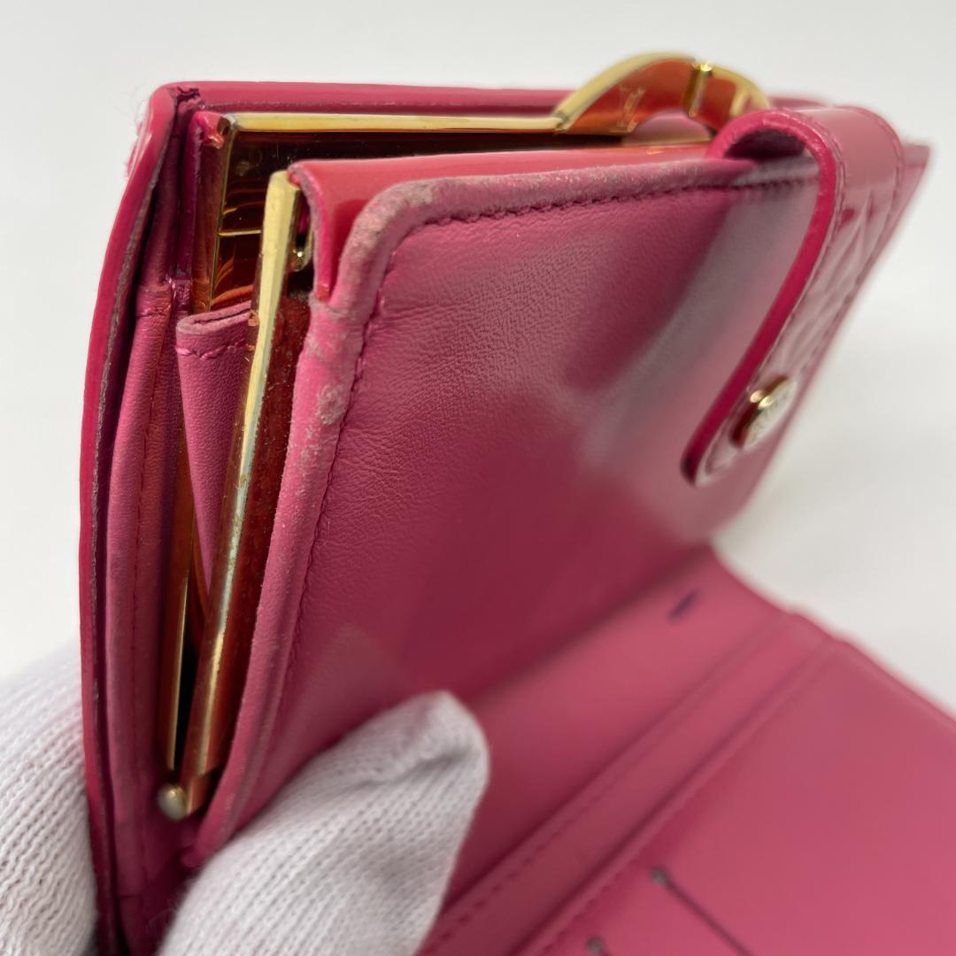 ルイヴィトン モノグラム ヴェルニ がま口 二つ折り財布 ピンク M9141F