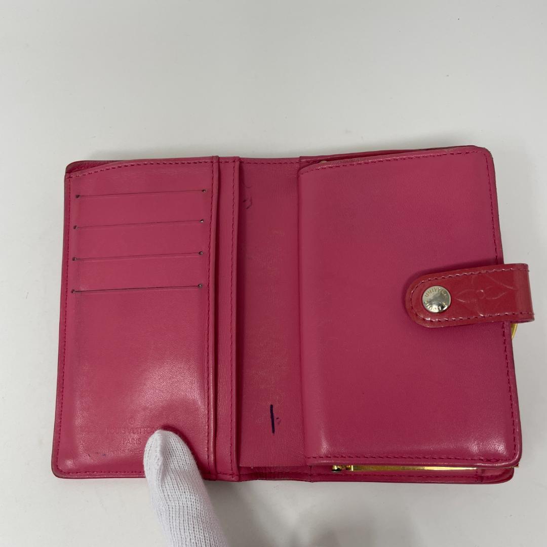 ルイヴィトン モノグラム ヴェルニ がま口 二つ折り財布 ピンク M9141F