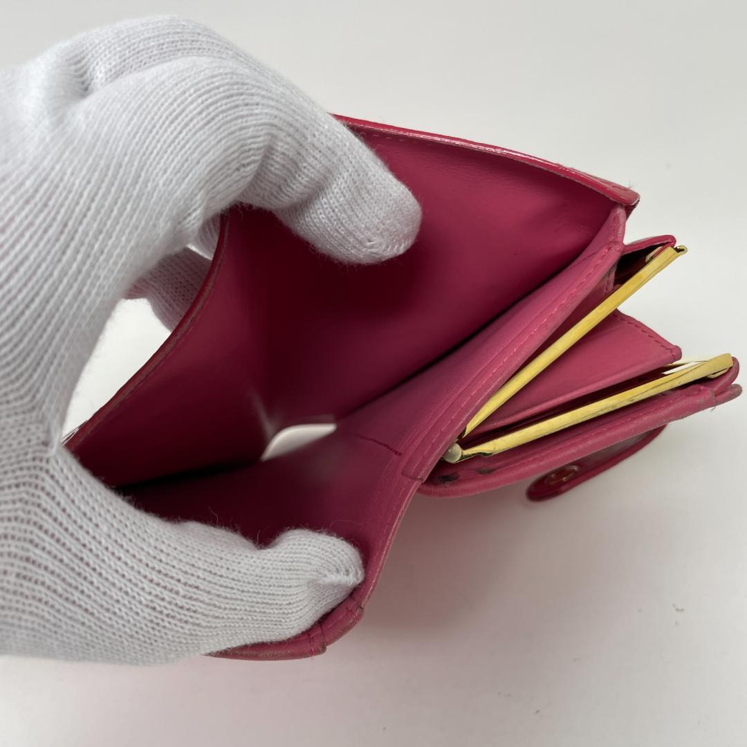 ルイヴィトン モノグラム ヴェルニ がま口 二つ折り財布 ピンク M9141F