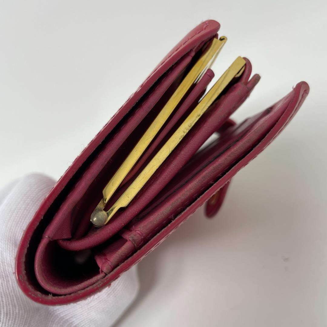 ルイヴィトン モノグラム ヴェルニ がま口 二つ折り財布 ピンク M9141F