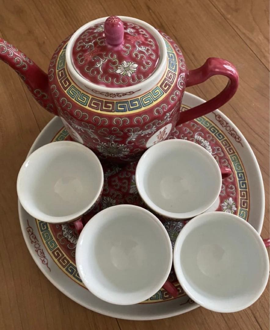 中国美術 景德鎮 粉彩茶器セット　年代物  输出品