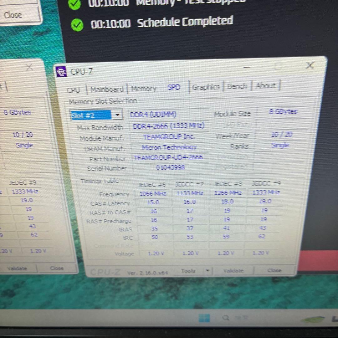 複数動作確認TEAM DDR4 2666MHz PC4-21300(8GBx2)
