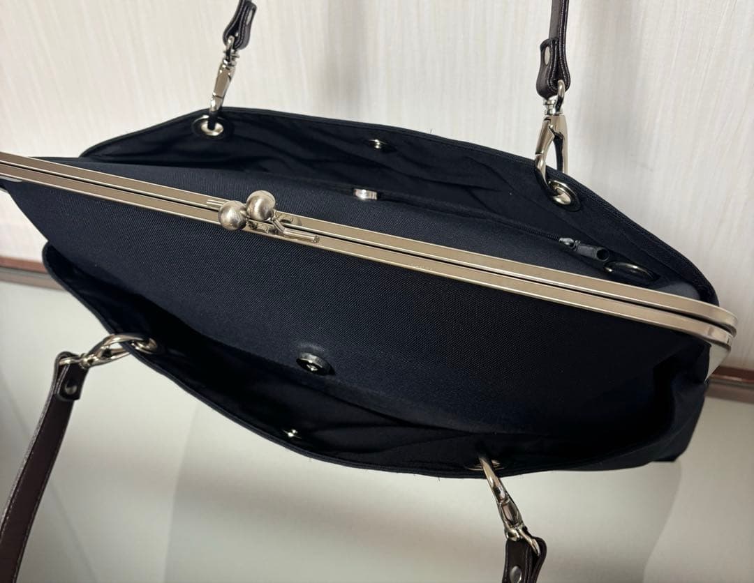 アヤノコウジ　がま口キャリートートバッグ　コーデュラ　ダークネイビー　ビジネス