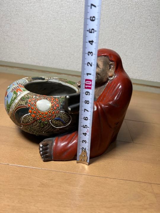 767 九谷焼　達磨　灰皿　時代物