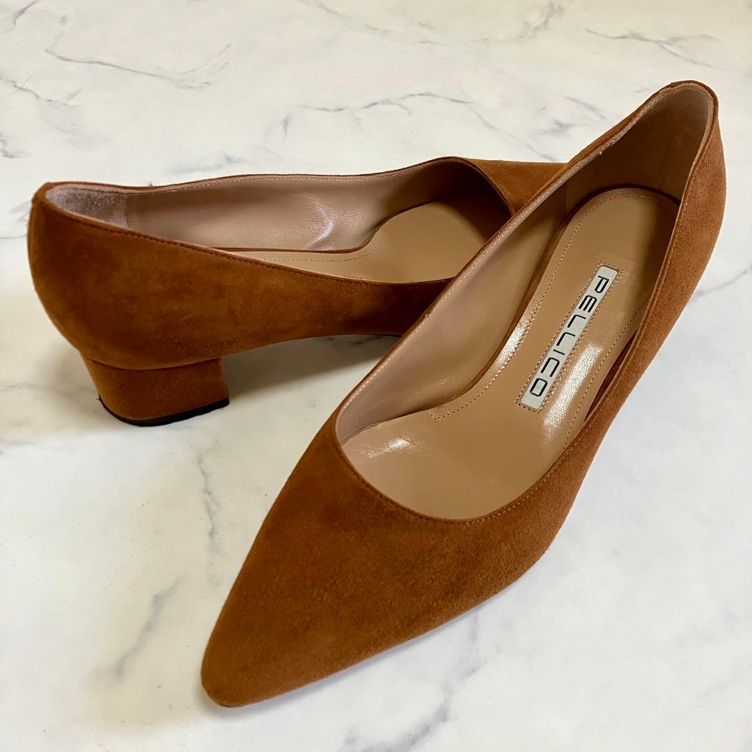 【未使用級】PELLICOペリーコ　ポインテッドトゥ太ヒールパンプスブラウン39