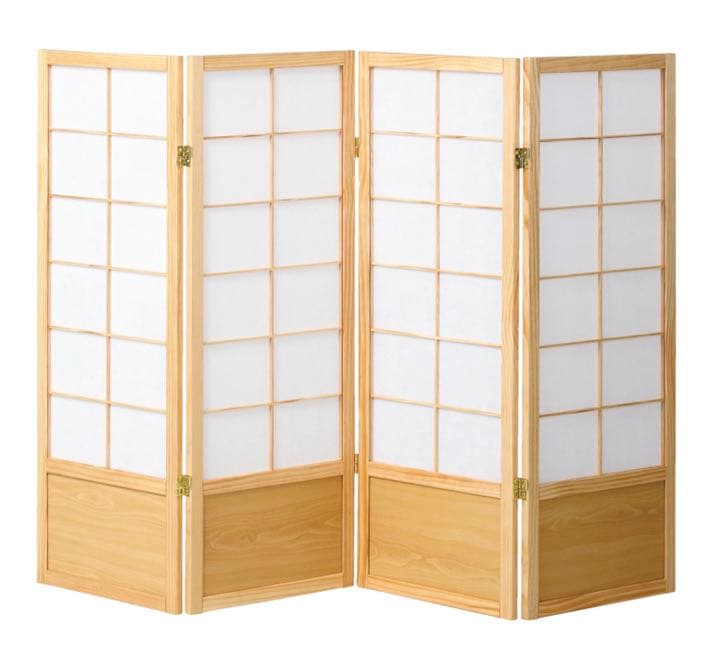 か*読様 木製衝立4連　ナチュラル