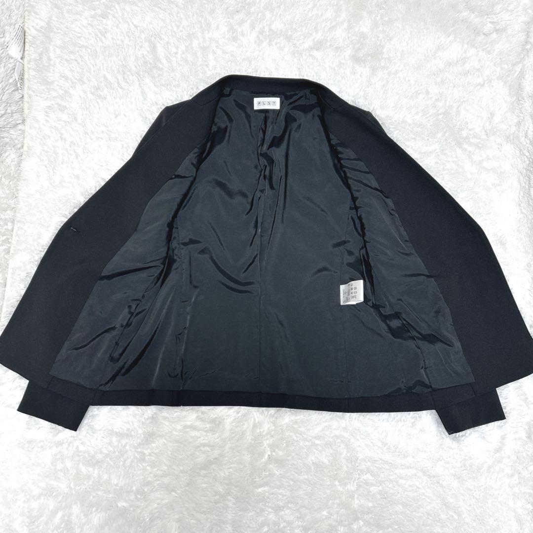 【美品】PLST ウォームリザーブカラーレスジャケット　パンツ　黒　セットアップ