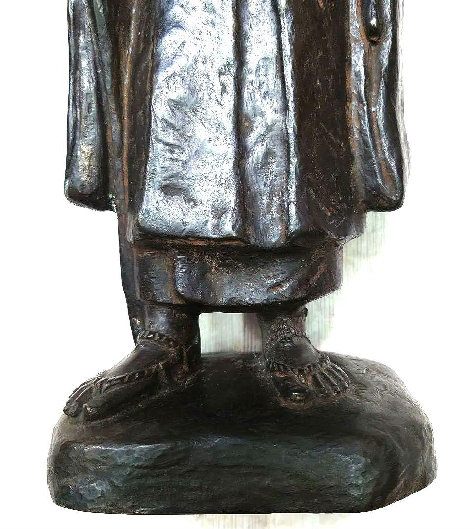 新春特価◆良寛和尚 托鉢 ブロンズ◆良寛生誕地越後出雲崎町出身彫刻家 茂木弘次作