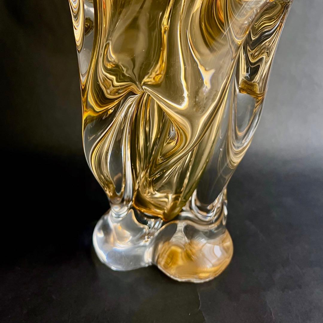 ★アンティーク★パリ発流れるような琥珀色のガラス製フラワーベース• 花器•花瓶