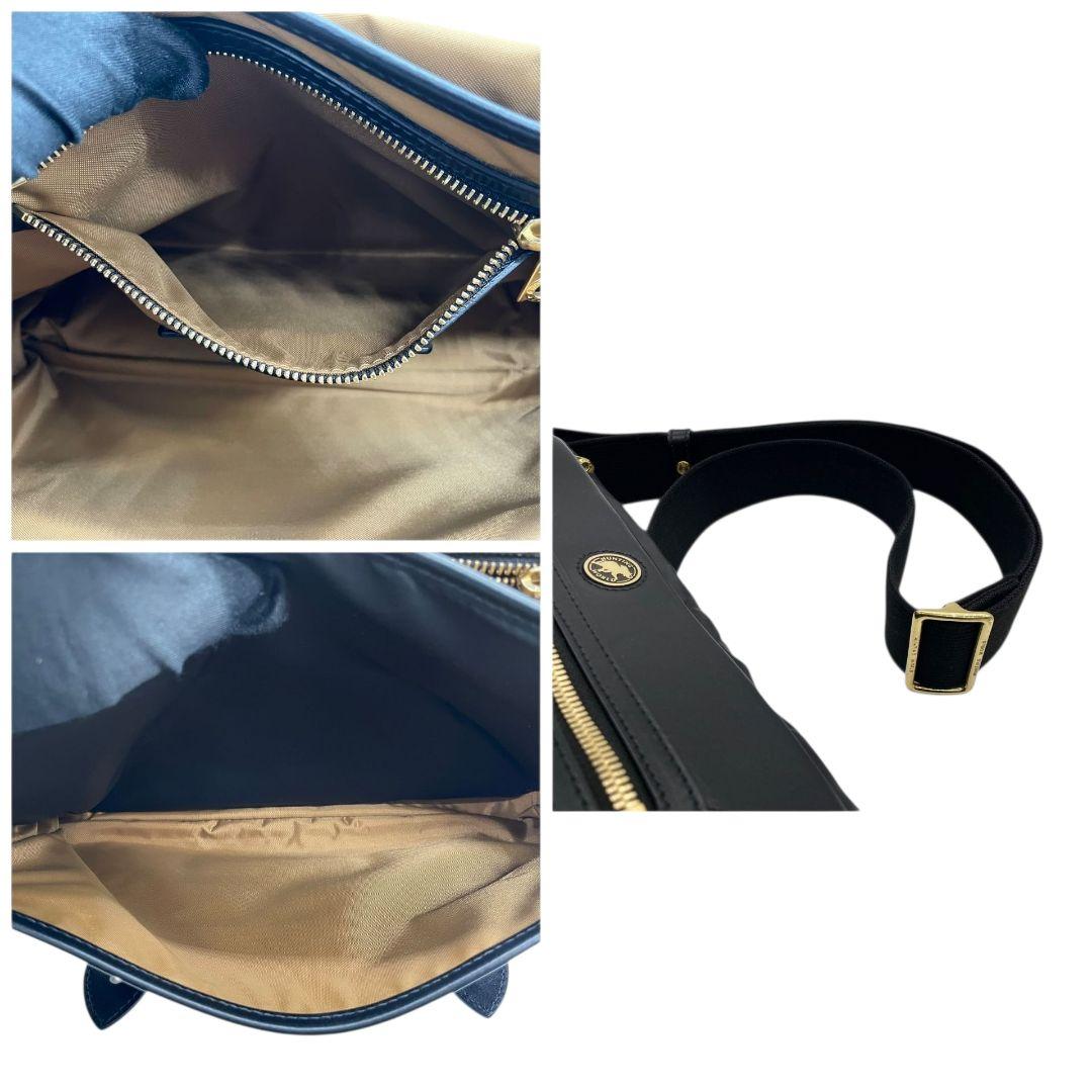 美品　ハンティングワールド　ショルダーバッグ　黒　メッセンジャー　A4可　s35