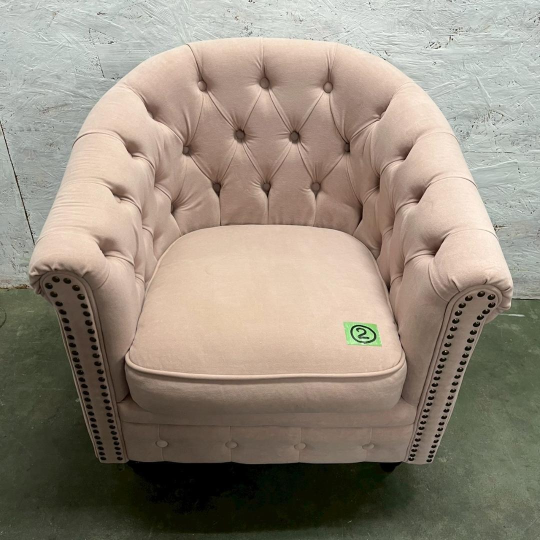 チェスターフィールド 1人掛けソファ ピンク VINCENT ② A0607