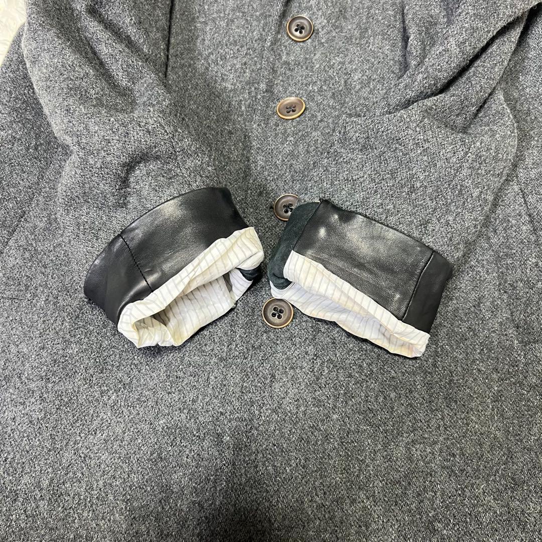 【希少柄✨️】ディーゼルブラックゴールド 裏地総柄 袖レザー チェスターコート