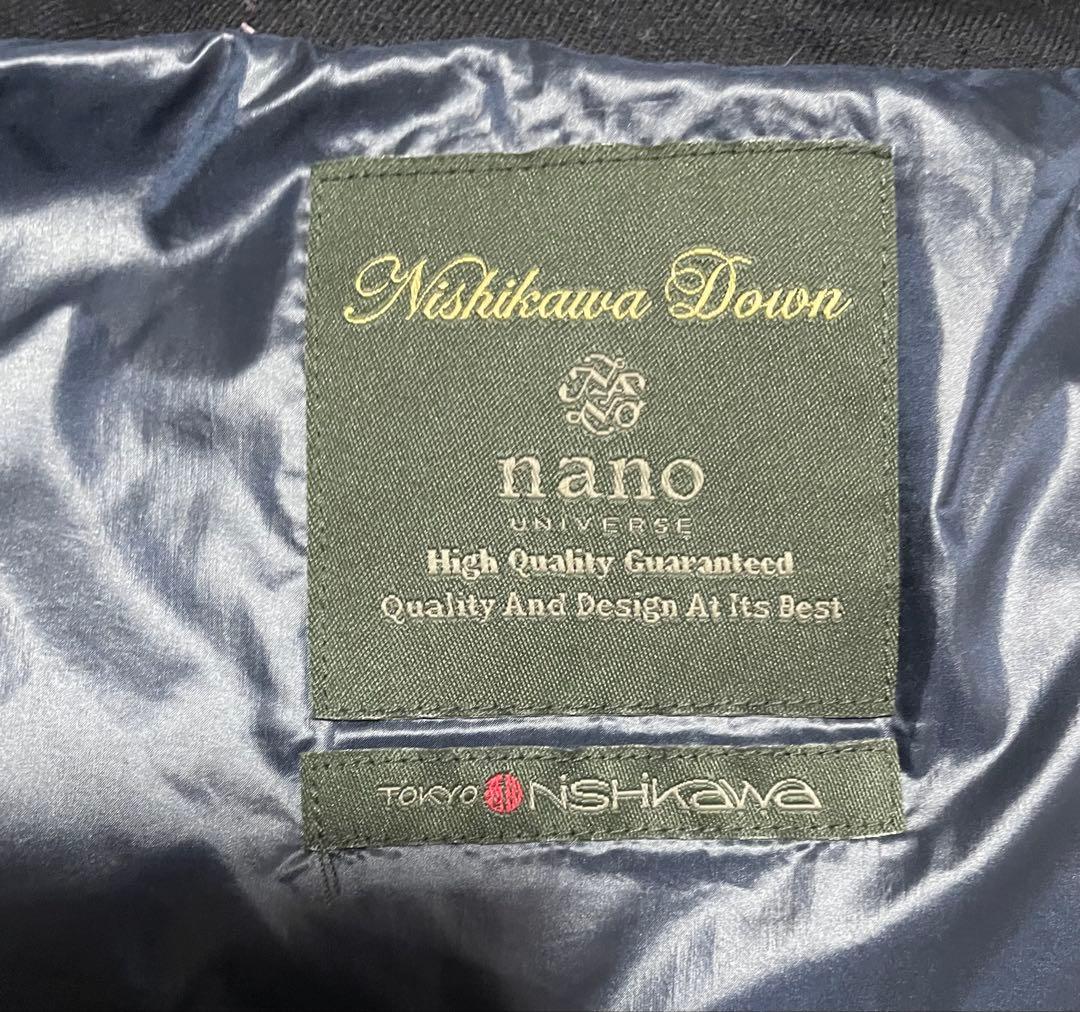 【3908】ナノユニバース×西川ダウン ファーフードベスト 38 ネイビー