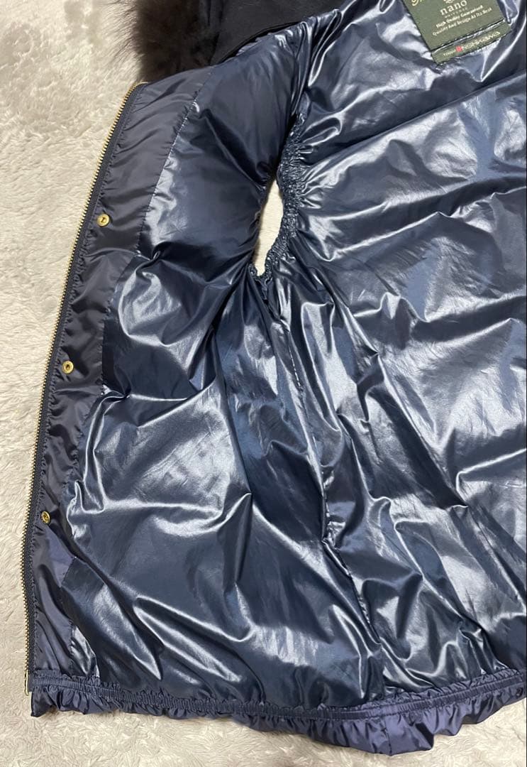 【3908】ナノユニバース×西川ダウン ファーフードベスト 38 ネイビー