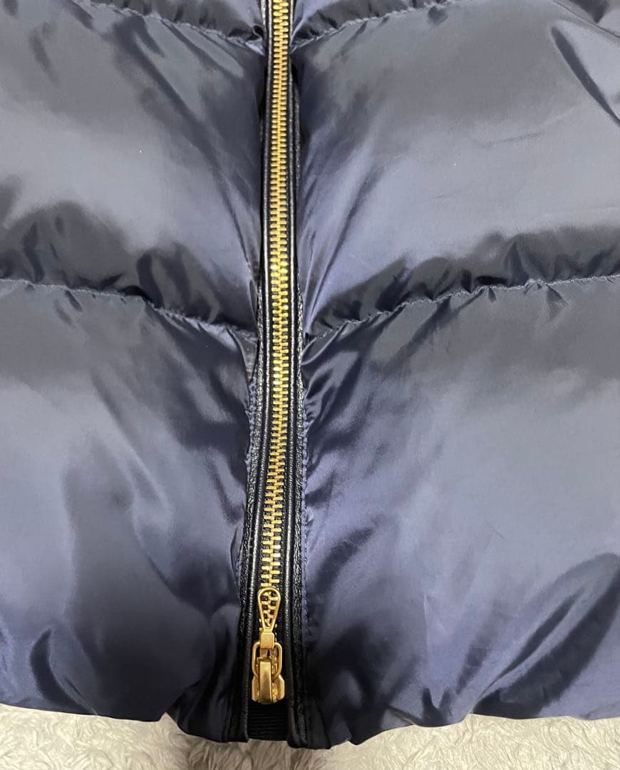 【3908】ナノユニバース×西川ダウン ファーフードベスト 38 ネイビー