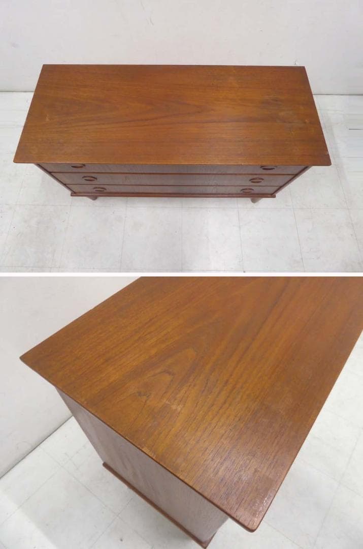 デンマーク ビンテージ 3段 チェスト 収納キャビネット チーク材 60-70s