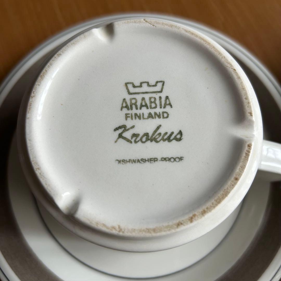 ARABIA クロッカス グレーリム 6客フルセット 1978-79