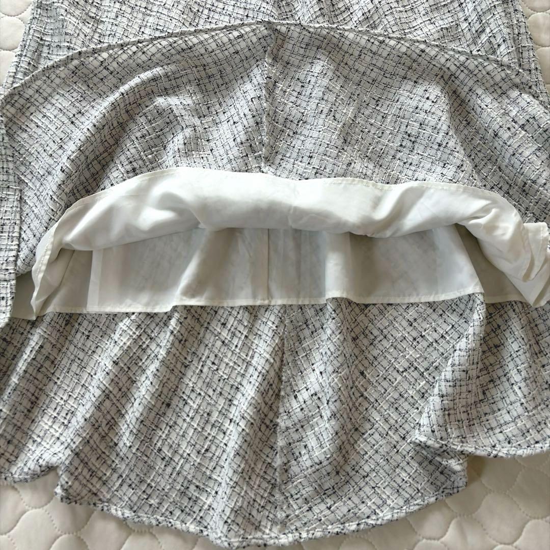 【美品】BEARDSLEY✴︎ツイードフレアワンピース　ホワイト サイズ1