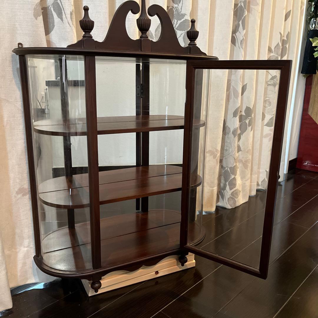 最終価格　FERGUSON アンティーク家具　木製ガラスキャビネット3段棚付き