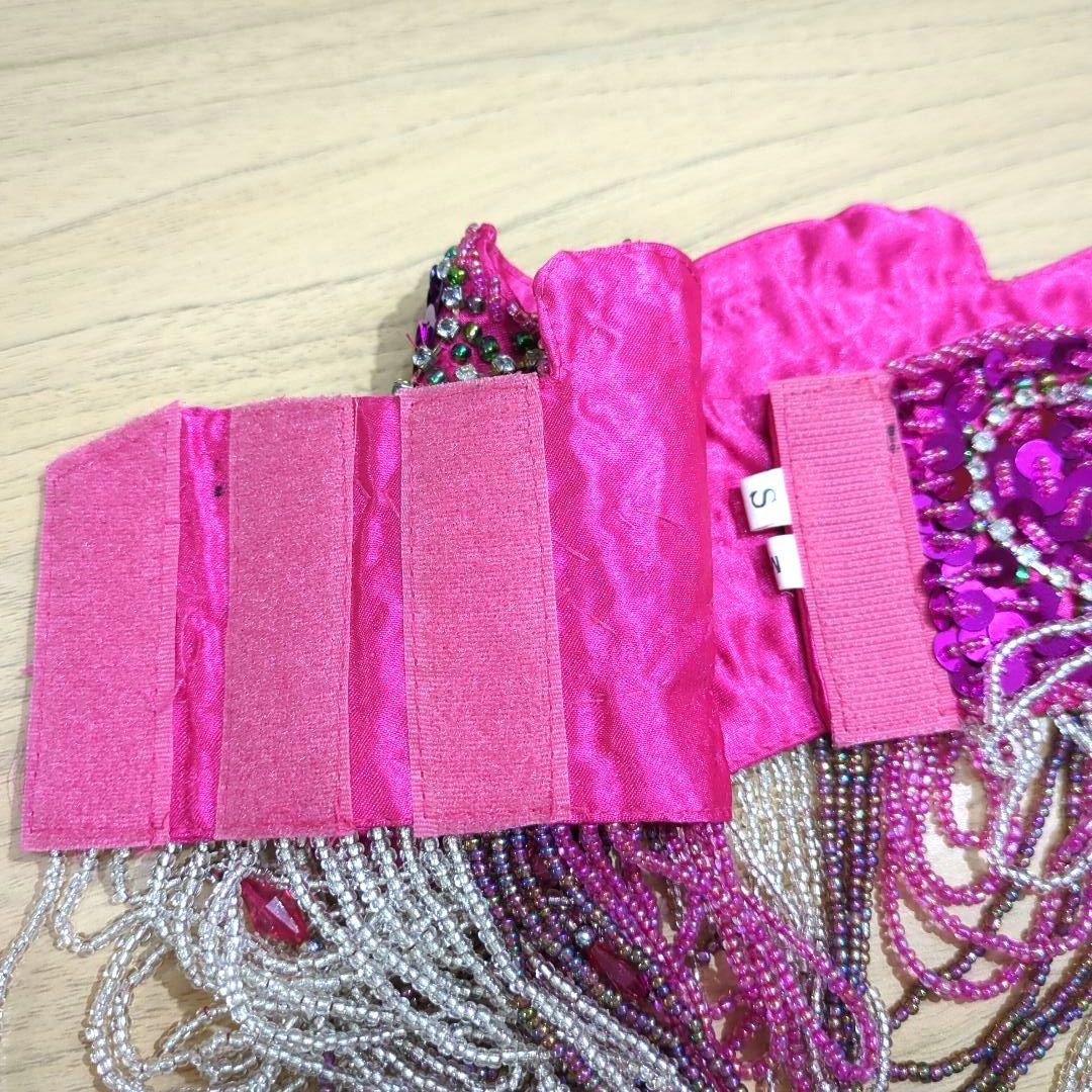 美品　ベリーダンス衣装　セットアップ　ブラベルト　ピンク