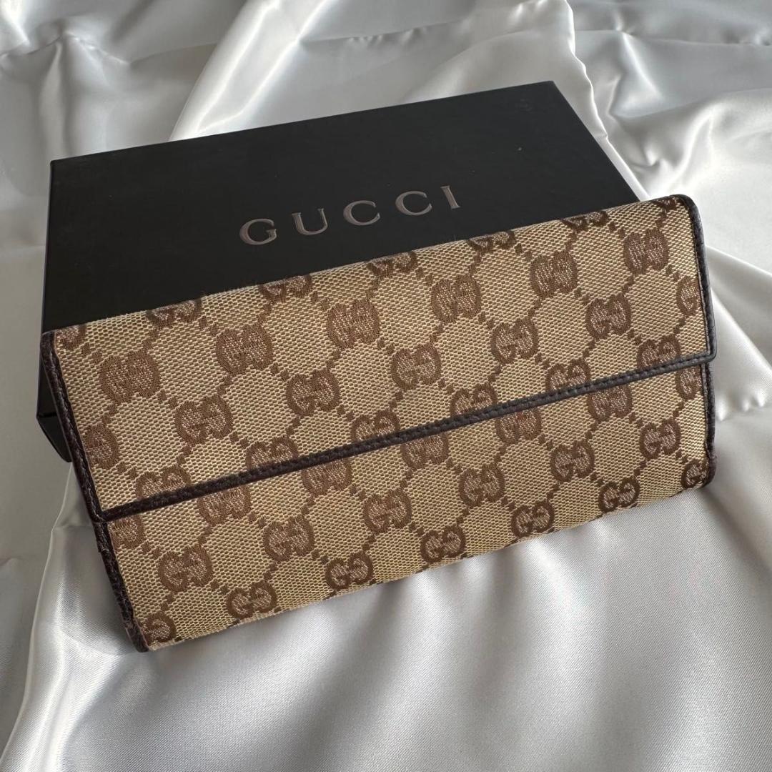 GUCCI グッチ GGキャンバス レザー　ホースビット 長財布 800910