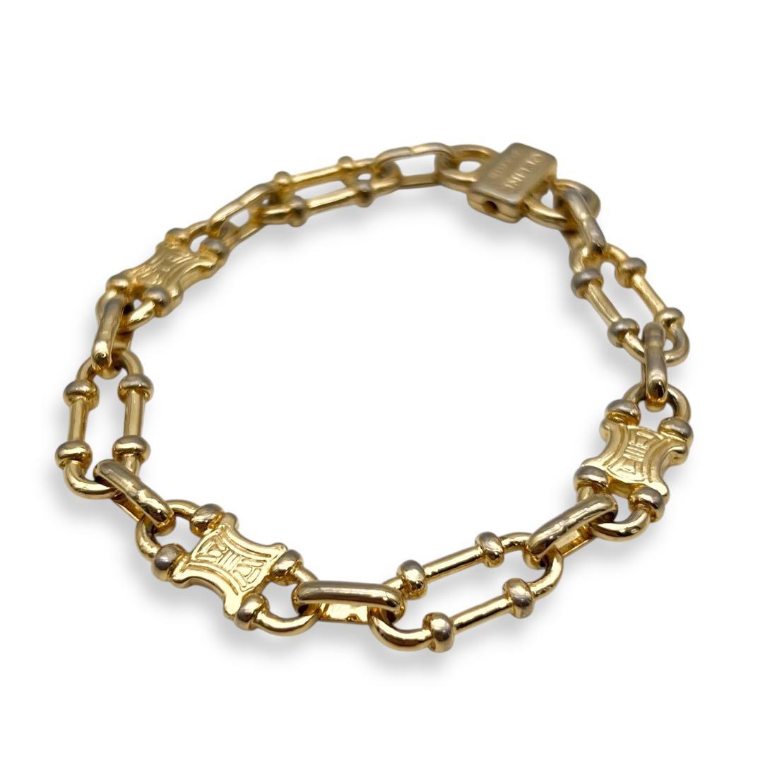 【美品】セリーヌ　マカダム　チェーン　ブレスレット　ゴールド　アクセサリー638