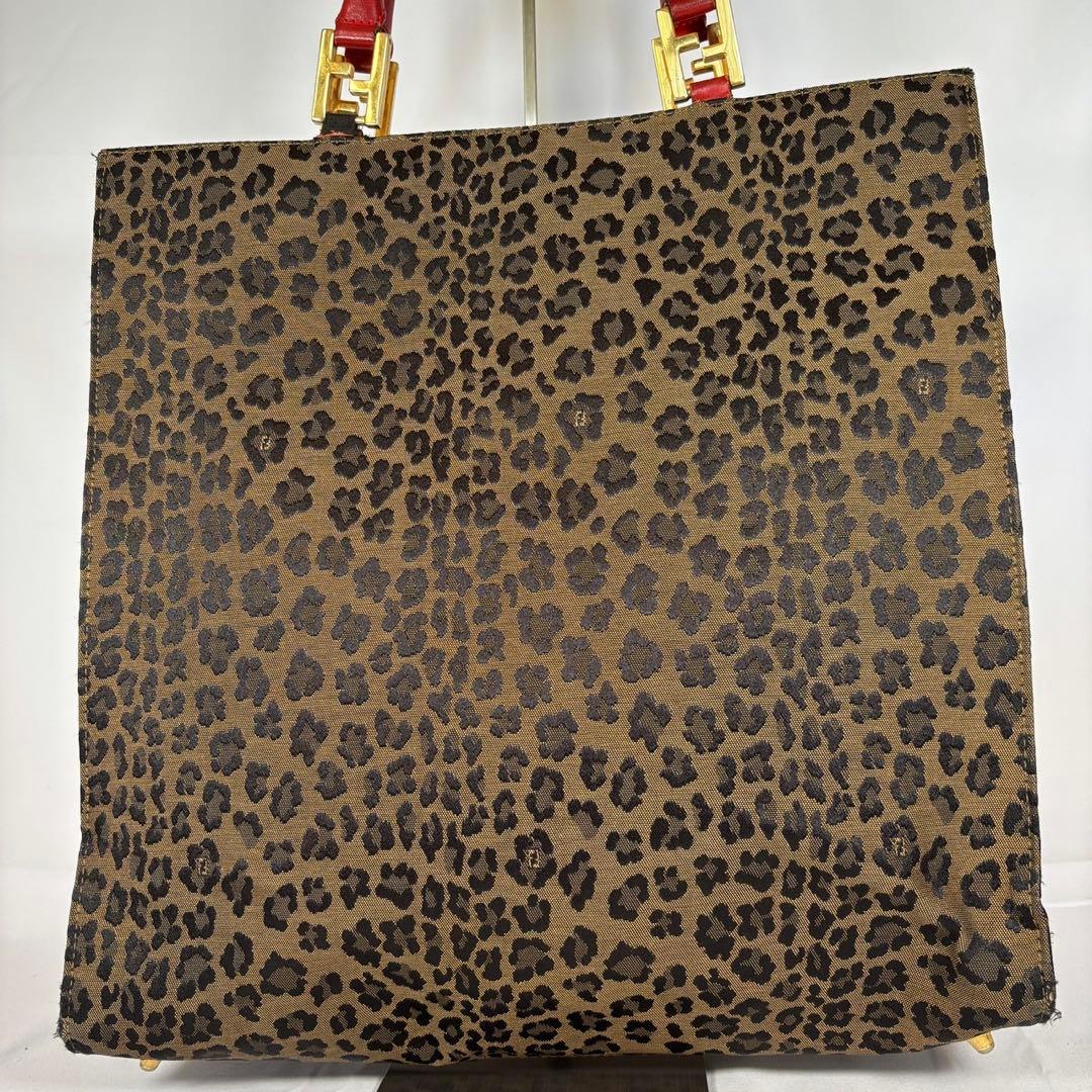 希少 フェンディ トートバッグ ハンドバッグ ヒョウ柄 ヴィンテージ ブラウン