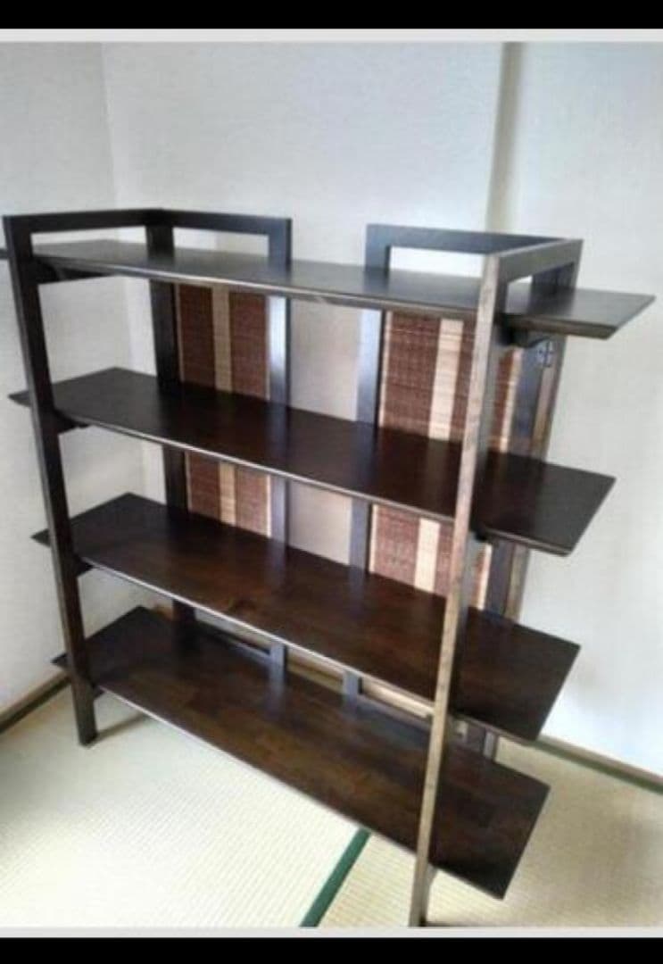 美品 ダークブラウン 木製オープンシェルフ