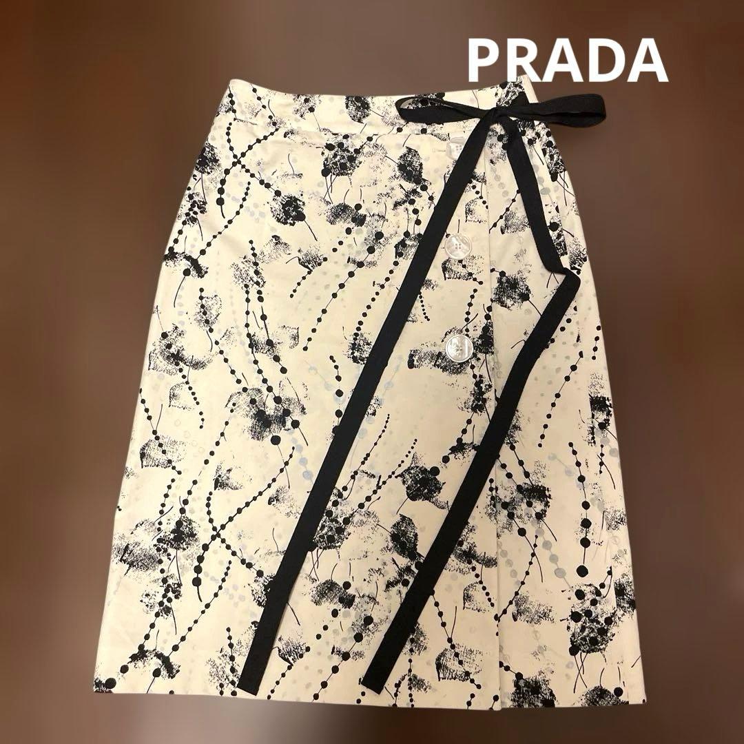 PRADA プラダ 花柄コットンスカート 36(XS)サイズ ラップスカート