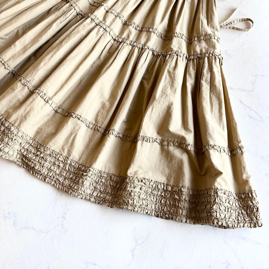 美品 ピンクハウス ティアードスカート マキシ丈 ピコフリル リボン ギャザー