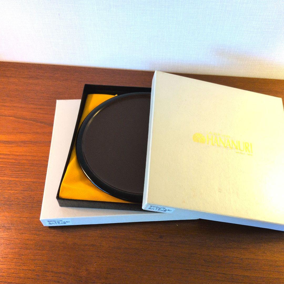 未使用　輪島塗　輪島屋善仁　 花塗り　黒内うるみ塗　ケーキ皿　17cm×2枚