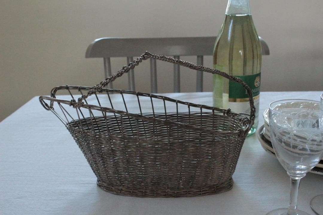 ワイヤーボトルパニエ・ワイヤーバスケット/アンティーク