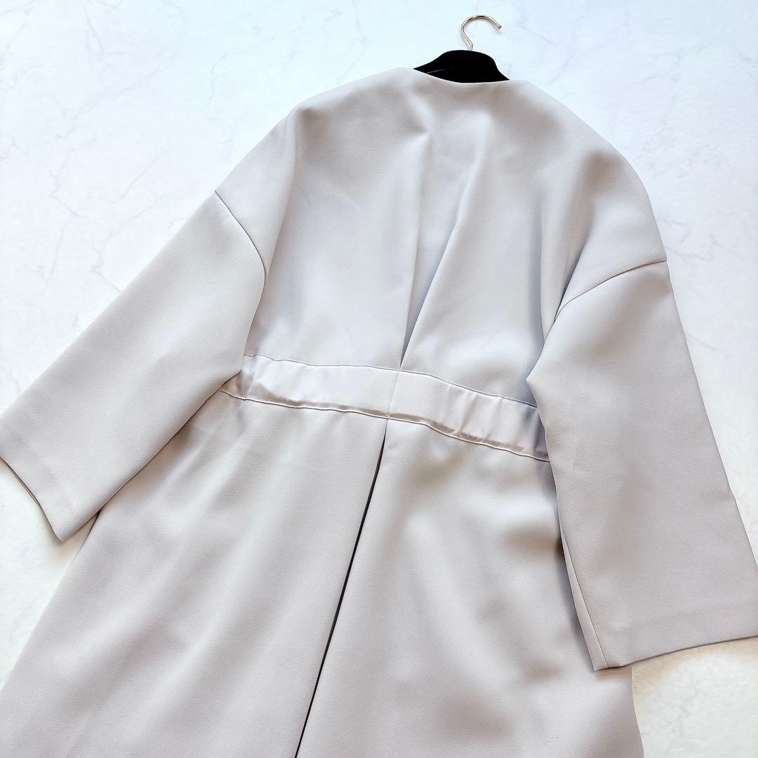 【ADORE】定価7万　2TONEボンディングノーカラーコート　ライトコート　春