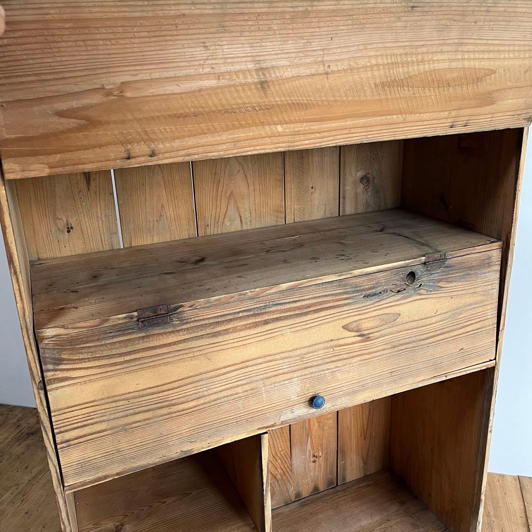 アンティーク パタパタ棚 チェスト 本棚 食器棚 無垢材 無塗装