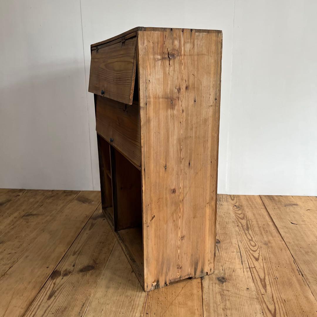 アンティーク パタパタ棚 チェスト 本棚 食器棚 無垢材 無塗装