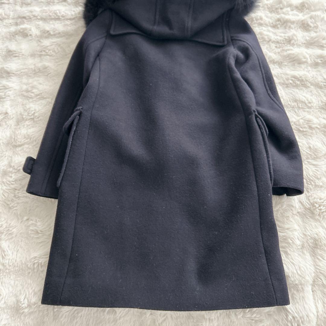 シップス★カシミヤ混　ファーダッフルコート　フォックスファー　2way ネイビー